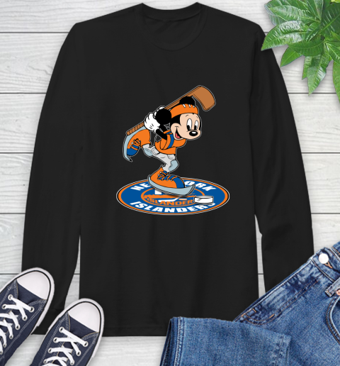 NHL Hockey New York Islanders Cheerful Mickey Disney Shirt Long Sleeve T-Shirt