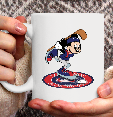 NHL Hockey Columbus Blue Jackets Cheerful Mickey Disney Shirt Ceramic Mug 15oz 2
