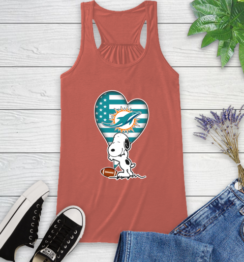 Miami Dolphins NFL Football The Peanuts Movie Adorable Snoopy Racerback Tank 4