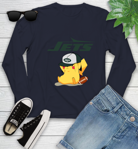 NFL Pikachu Football Sports New York Jets Youth Long Sleeve 3