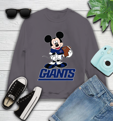 NFL Football New York Giants Cheerful Mickey Mouse Shirt Youth Sweatshirt - Image 6