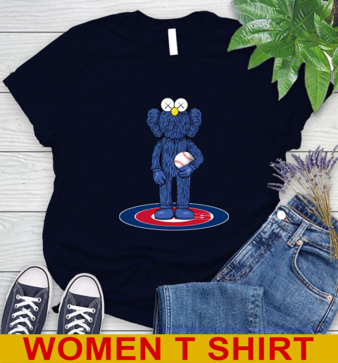 MLB Baseball Chicago Cubs Kaws Bff Blue Figure Shirt Women's T-Shirt 3