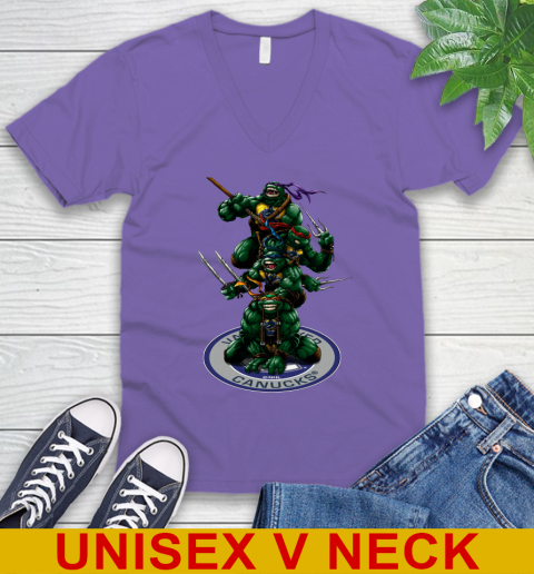 NHL Hockey Vancouver Canucks Teenage Mutant Ninja Turtles Shirt V-Neck T-Shirt 9