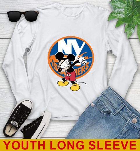 New York Islanders NHL Hockey Dabbing Mickey Disney Sports Youth Long Sleeve