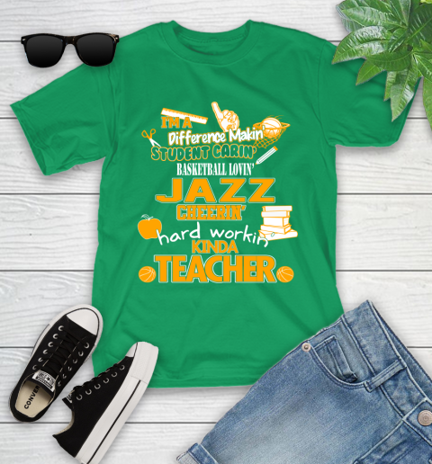 Utah Jazz NBA I'm A Difference Making Student Caring Basketball Loving Kinda Teacher Youth T-Shirt 8