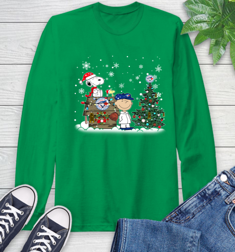 MLB Toronto Blue Jays Snoopy Charlie Brown Christmas Baseball Commissioner's Trophy Long Sleeve T-Shirt 8