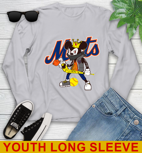New York Mets MLB Baseball Mickey Peace Sign Sports Youth Long Sleeve 6