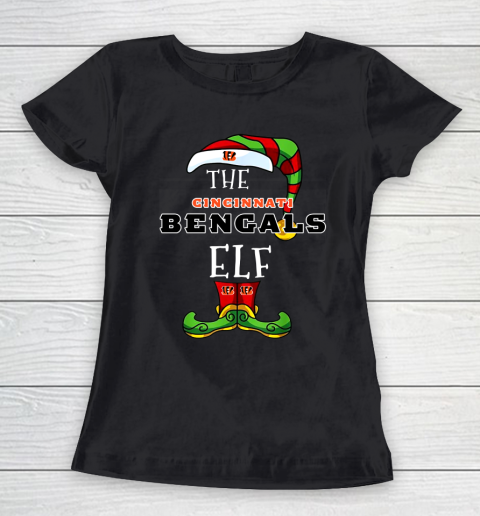 Cincinnati Bengals Christmas ELF Funny NFL Women's T-Shirt