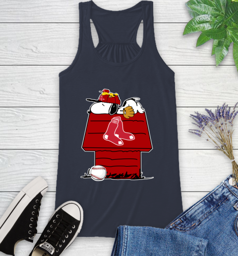 MLB Boston Red Sox Snoopy Woodstock The Peanuts Movie Baseball T Shirt Racerback Tank 12