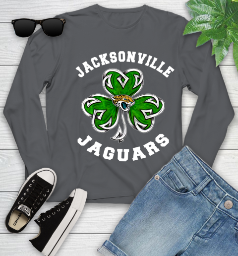 NFL Jacksonville Jaguars Three Leaf Clover St Patrick's Day Football Sports Youth Long Sleeve 9
