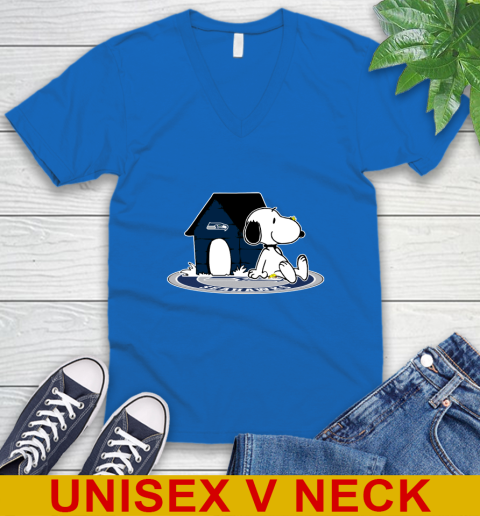 NFL Football Seattle Seahawks Snoopy The Peanuts Movie Shirt V-Neck T-Shirt 6