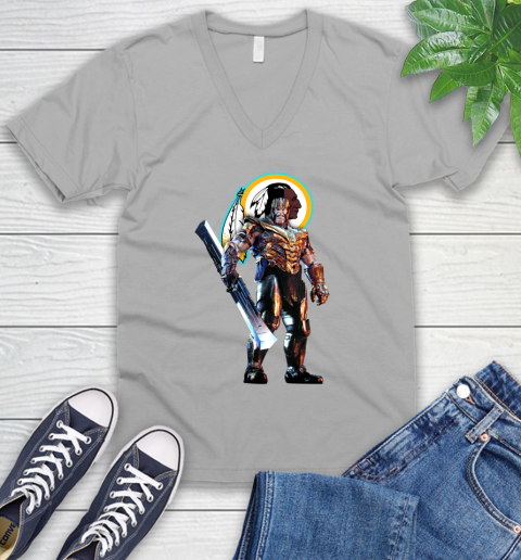 NFL Thanos Gauntlet Avengers Endgame Football Washington Redskins V-Neck T-Shirt 4
