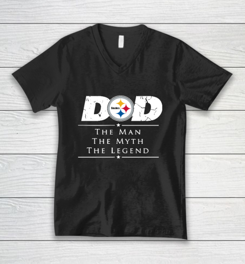 Pittsburgh Steelers NFL Football Dad The Man The Myth The Legend V-Neck T-Shirt