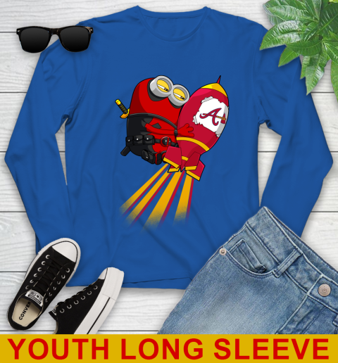 MLB Baseball Atlanta Braves Deadpool Minion Marvel Shirt Youth Long Sleeve 10