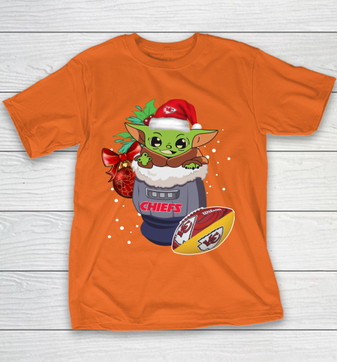 Kansas City Chiefs Christmas Baby Yoda Star Wars Funny Happy NFL Youth T-Shirt 6