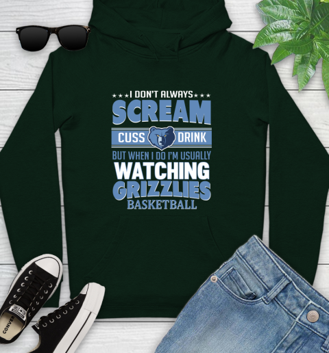 Memphis Grizzlies NBA Basketball I Scream Cuss Drink When I'm Watching My Team Youth Hoodie 14