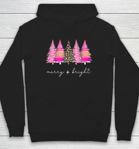 Merry and Bright Shirt Leopard Christmas Tree Christmas Costume Hoodie