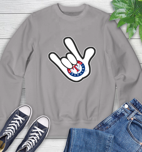 Texas Rangers MLB Baseball Mickey Rock Hand Disney Sweatshirt 5