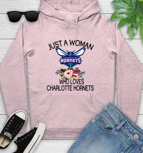 NBA Just A Woman Who Loves Charlotte Hornets Basketball Sports Youth Hoodie 6