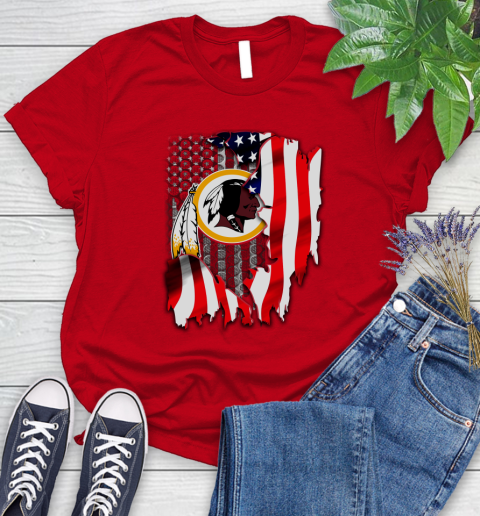 Washington Redskins NFL Football American Flag Women's T-Shirt 13