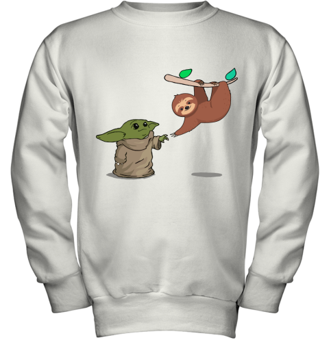 Baby Yoda And Sloth Touch Hands Youth Sweatshirt