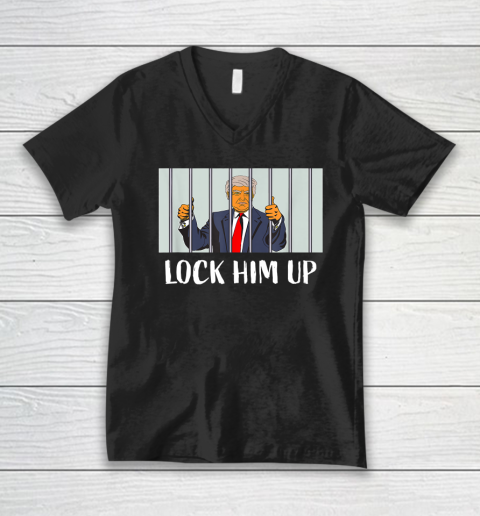 Lock Him Up Trump Funny V-Neck T-Shirt