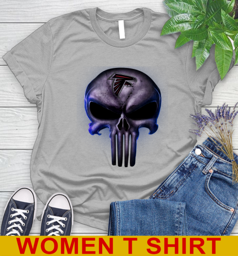 Atlanta Falcons NFL Football Punisher Skull Sports Women's T-Shirt 5