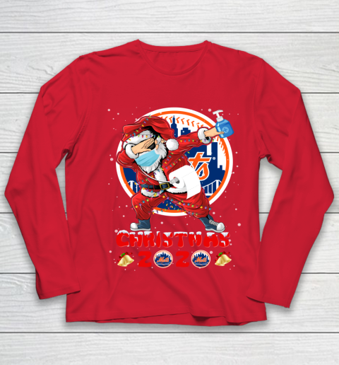 New York Mets Funny Santa Claus Dabbing Christmas 2020 MLB Youth Long Sleeve 8