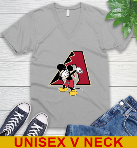 Arizona Diamondbacks MLB Baseball Dabbing Mickey Disney Sports V-Neck T-Shirt 4