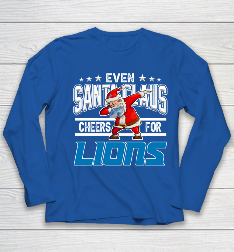 Detroit Lions Even Santa Claus Cheers For Christmas NFL Youth Long Sleeve 7