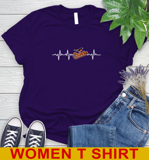 Baltimore Orioles MLB Baseball Heart Beat Shirt Women's T-Shirt 4