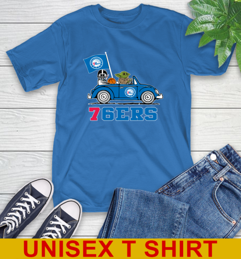 NBA Basketball Philadelphia 76ers Darth Vader Baby Yoda Driving Star Wars Shirt T-Shirt 9