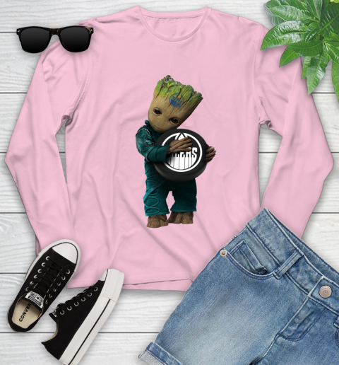NHL Groot Guardians Of The Galaxy Hockey Sports Edmonton Oilers Youth Long Sleeve 10