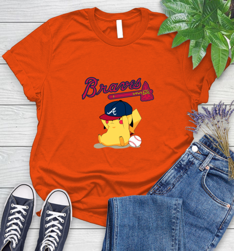 MLB Pikachu Baseball Sports Atlanta Braves Women's T-Shirt 4