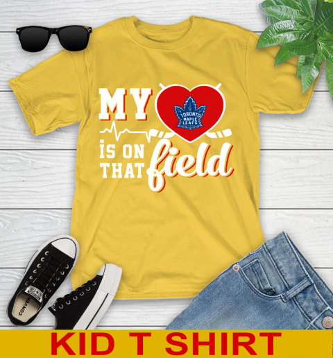 NHL My Heart Is On That Field Hockey Sports Toronto Maple Leafs Youth T-Shirt 9
