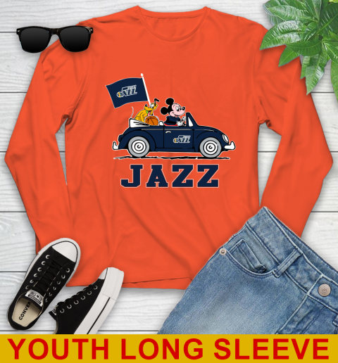NBA Basketball Utah Jazz Pluto Mickey Driving Disney Shirt Youth Long Sleeve 4