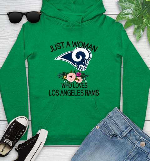 NFL Just A Woman Who Loves Los Angeles Rams Football Sports Youth Hoodie 5