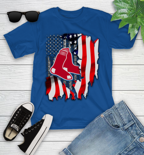 Boston Red Sox MLB Baseball American Flag Youth T-Shirt 12