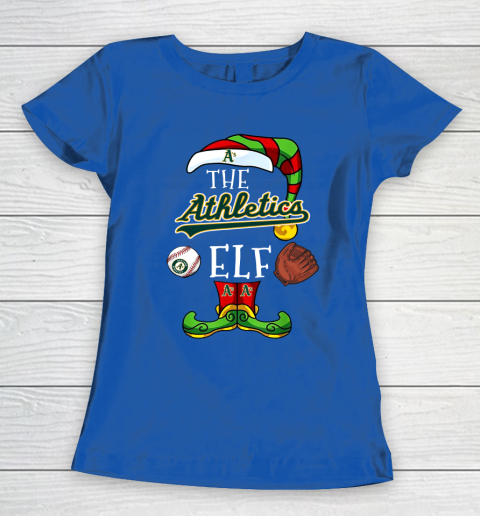 Oakland Athletics Christmas ELF Funny MLB Women's T-Shirt 8