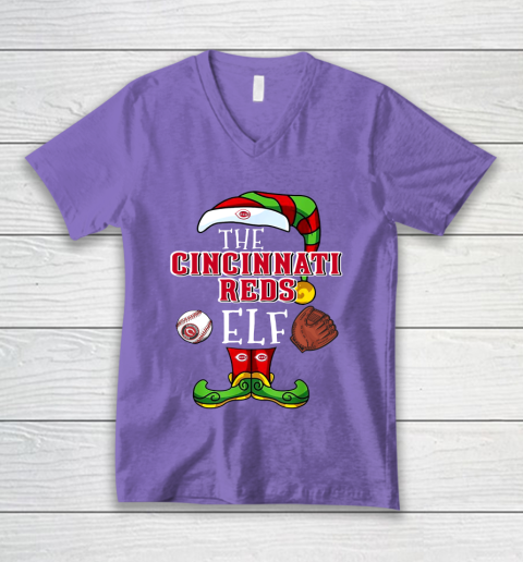 Cincinnati Reds Christmas ELF Funny MLB V-Neck T-Shirt 8