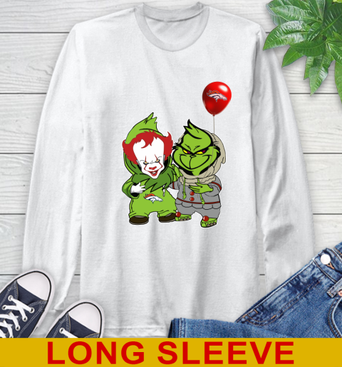 Denver Broncos Baby Pennywise Grinch Christmas NFL Football Long Sleeve T-Shirt