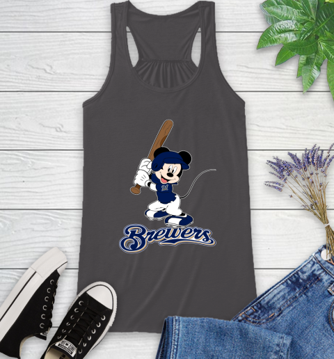 MLB Baseball Milwaukee Brewers Cheerful Mickey Mouse Shirt Racerback Tank 12