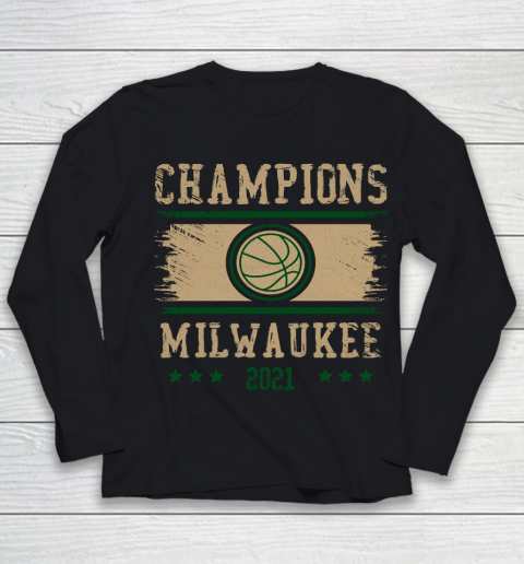 Milwaukee Bucks championship shirt  NBA championship Basketball 2021 Youth Long Sleeve
