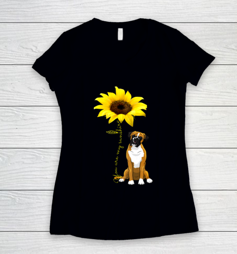 Dog Mom Shirt You Are My Sunshine Cute Boxer Dog Mom Mother Day Women's V-Neck T-Shirt