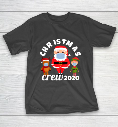 Christmas Crew 2020 Mask Wearing Santa Elf and Reindeer T-Shirt