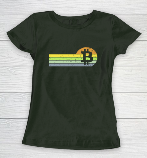 Bitcoin BTC Vintage Sunset Crypto Cryptocurrency Blockchain Women's T-Shirt 4