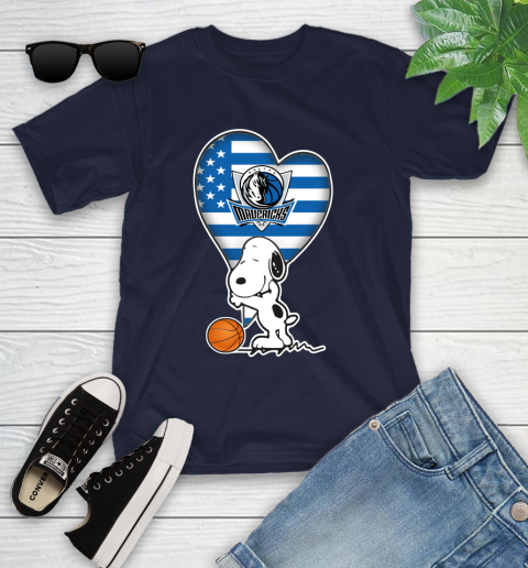 Dallas Mavericks NBA Basketball The Peanuts Movie Adorable Snoopy Youth T-Shirt 3