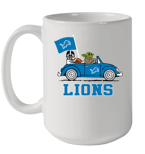 NFL Football Detroit Lions Darth Vader Baby Yoda Driving Star Wars Shirt Ceramic Mug 15oz