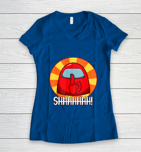 Among Us Game Shirt Cool Among Us shirt Crewmate or Impostor SHHHHHH Women's V-Neck T-Shirt 7
