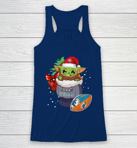 Miami Dolphins Christmas Baby Yoda Star Wars Funny Happy NFL Racerback Tank 7
